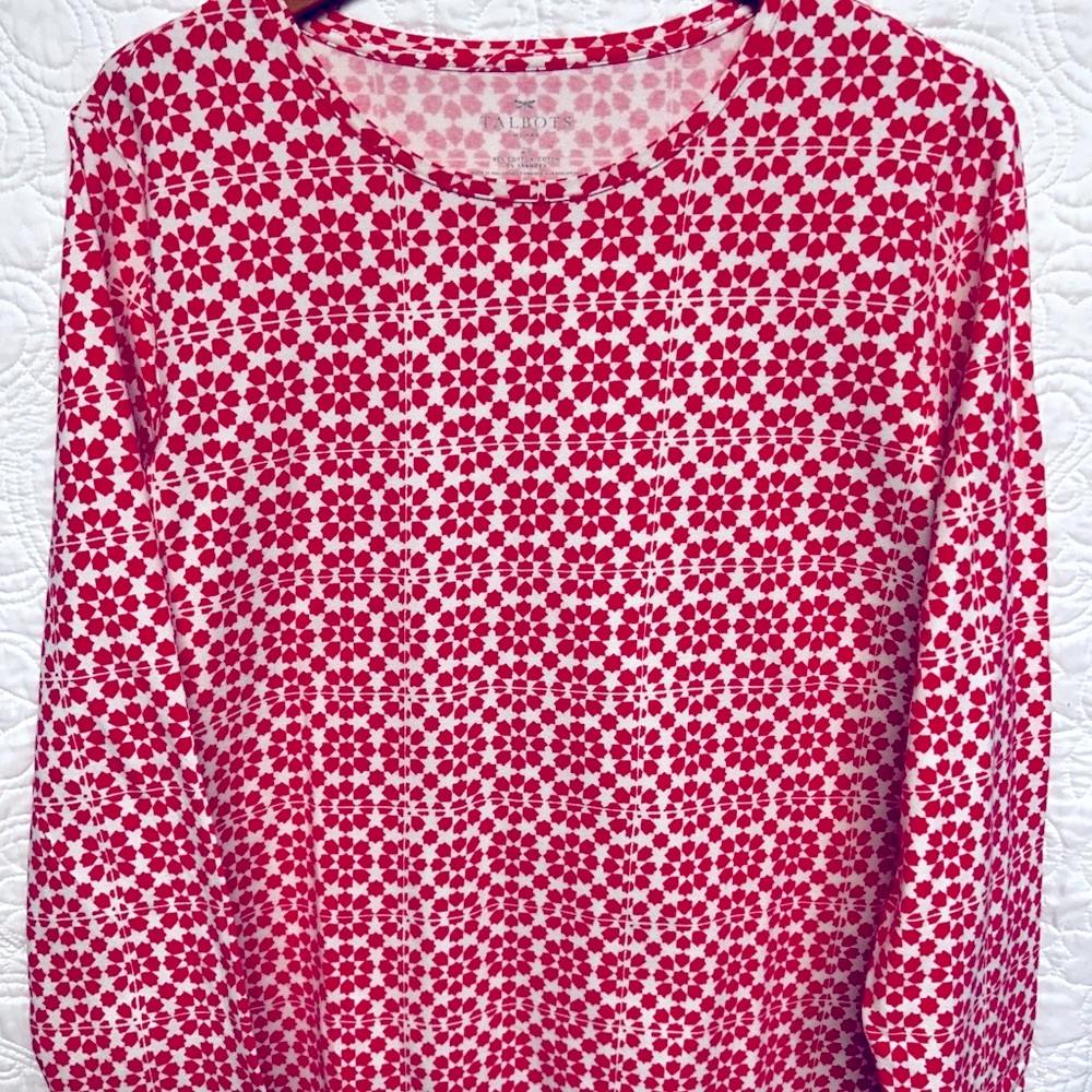 Talbots deep coral and White long sleeve t shirt